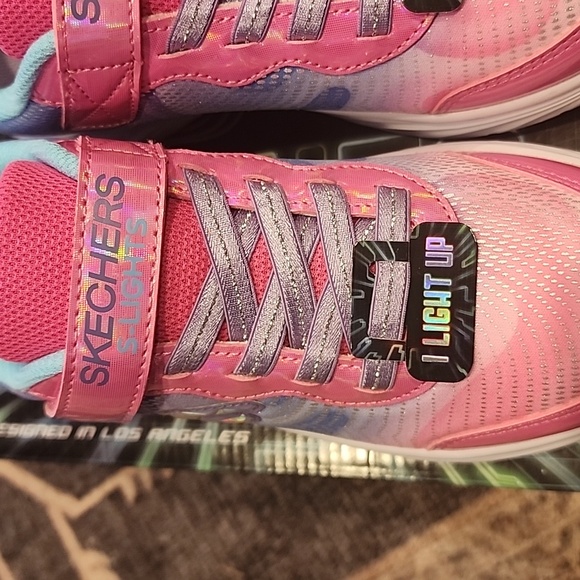 Skechers S-Lights kids size 2 sneakers. - Picture 4 of 10